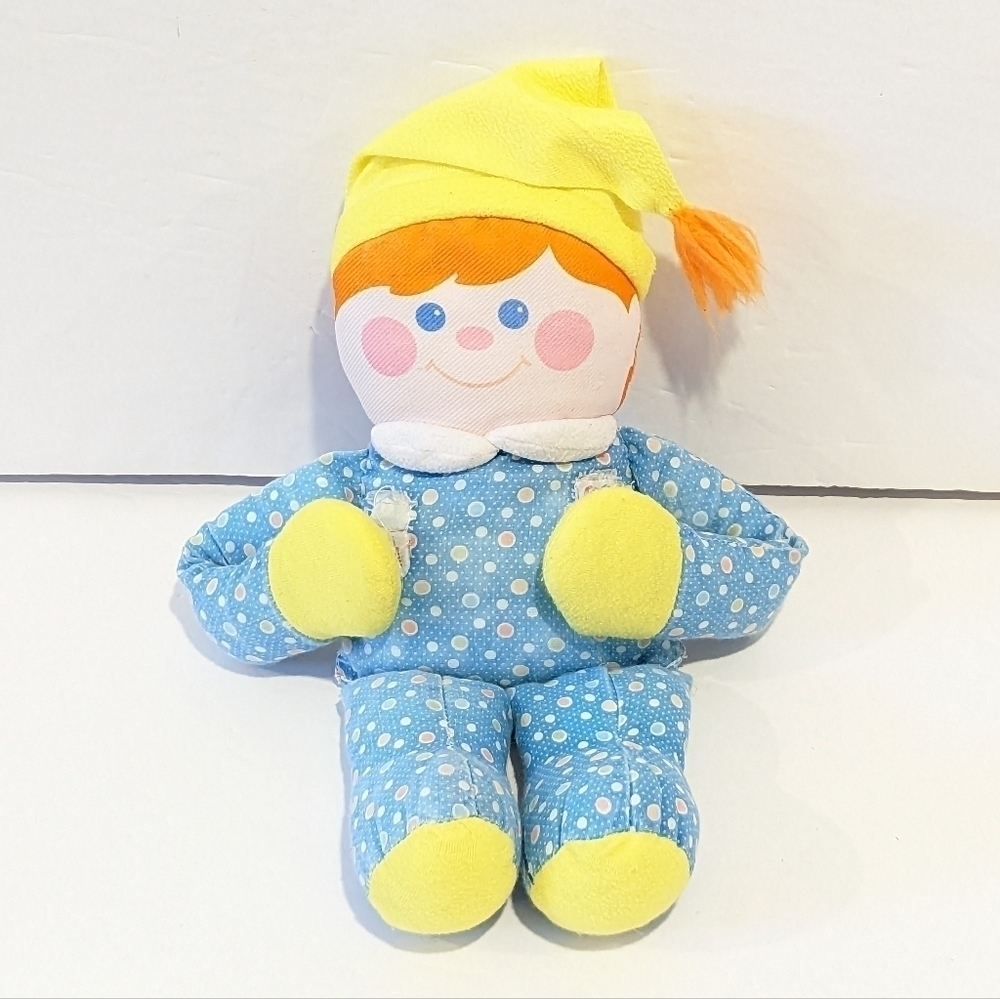 Vintage Fisher Price Blue Crib Friends Cloth Doll 1984 Polka Dot 1352-1352